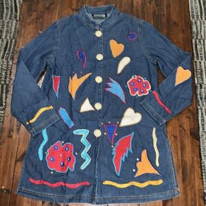 Vintage Indigo Moon Denim Shirt Jacket